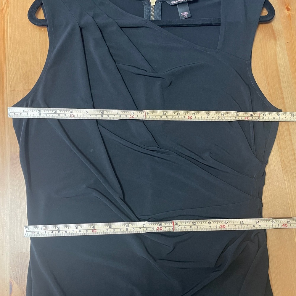 VICTORIAS SECRET Black Sleeveless Draped Sheath Stretch Dress L Cocktail Party - Picture 14 of 15